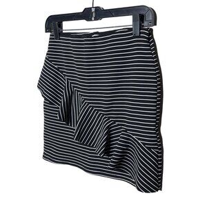 Zara Trafaluc Black White Striped Ruffle Mini Skirt Small